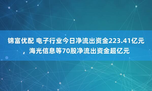 锦富优配 电子行业今日净流出资金223.41亿元，海光信息等70股净流出资金超亿元