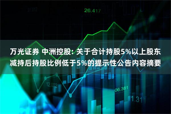 万光证券 中洲控股: 关于合计持股5%以上股东减持后持股比例低于5%的提示性公告内容摘要