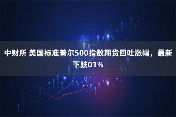 中财所 美国标准普尔500指数期货回吐涨幅，最新下跌01%